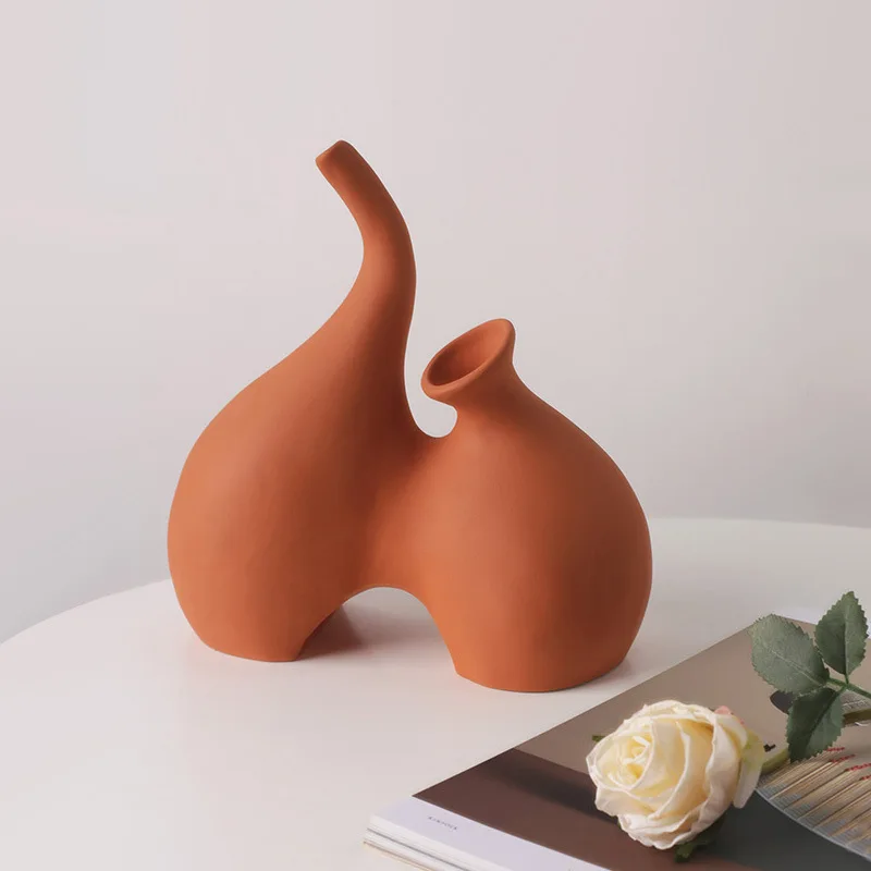 

Special-shaped Ceramics Vase Dried Flowers in Vases Home Decor Creative Japanese Style Hotel Model Rooms Small Guest Houses