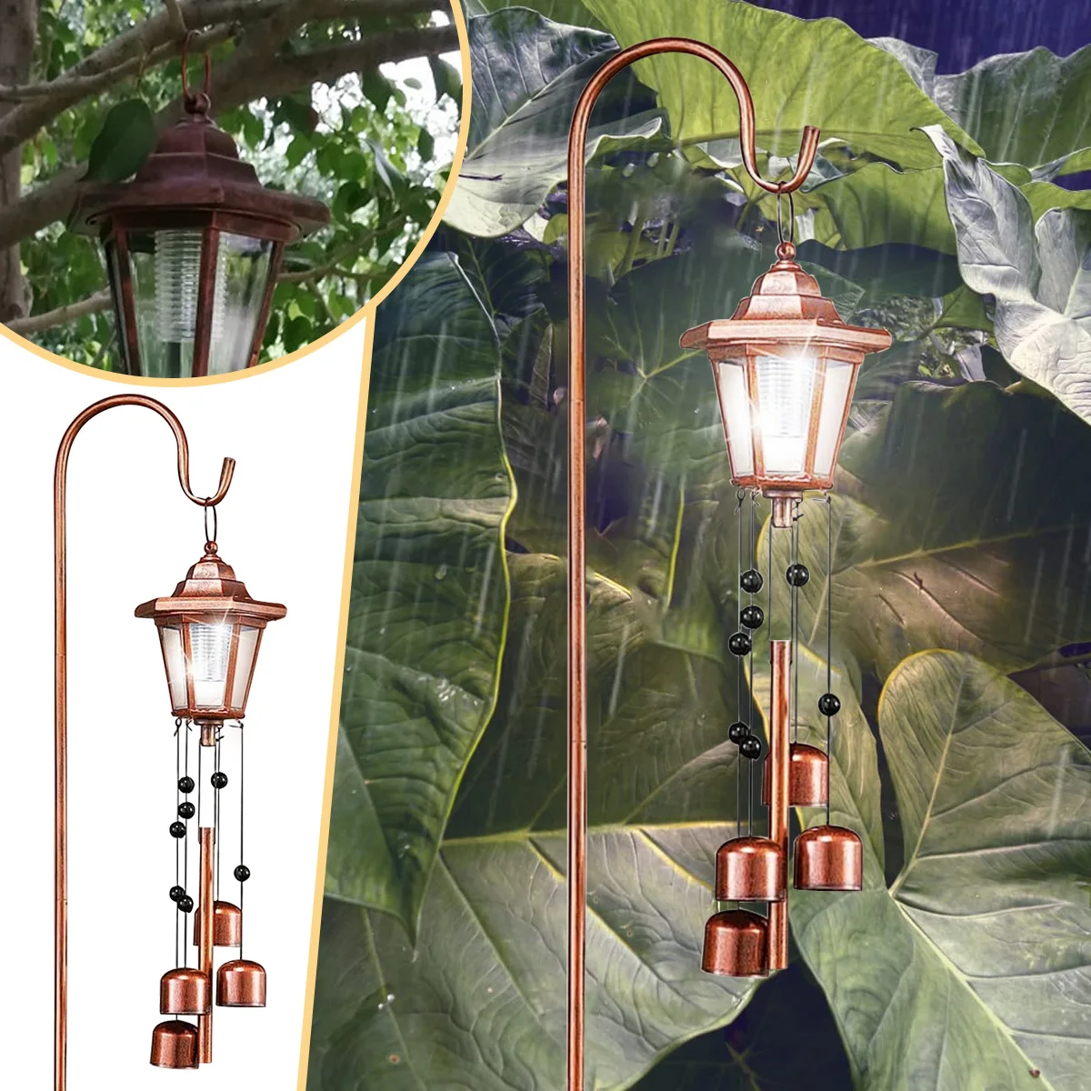 

Retro Solar Lights Garden Decor Solar Lawn Lamp Hanging Wind Chimes Waterproof Solar Hexagonal Wind Chime Light Outdoor Decor