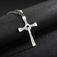 haoyi stainless steel cross mens pendant necklace fast and furious dominic toretto same paragraph fashion rhinestones jewelry