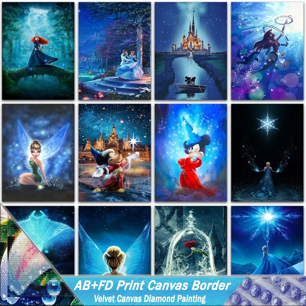 AB + FD принт холст бордюр алмазная живопись замок принцессы Диснея Микки Маус