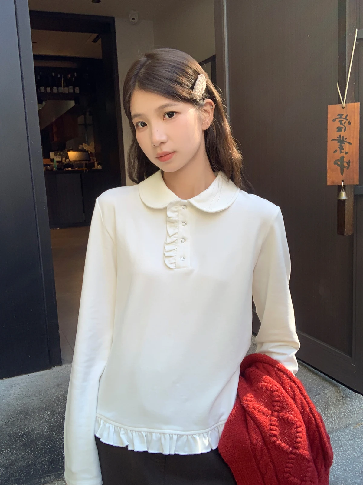 Белая рубашка с длинными рукавами Cheese Rabbit женская дизайнерская лоскутная