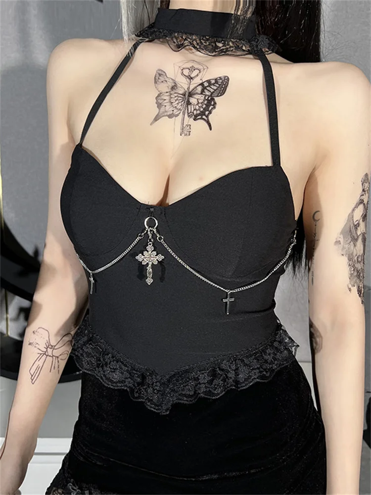 

Женский сетчатый топ с глубоким V-образным вырезом и открытым пупком