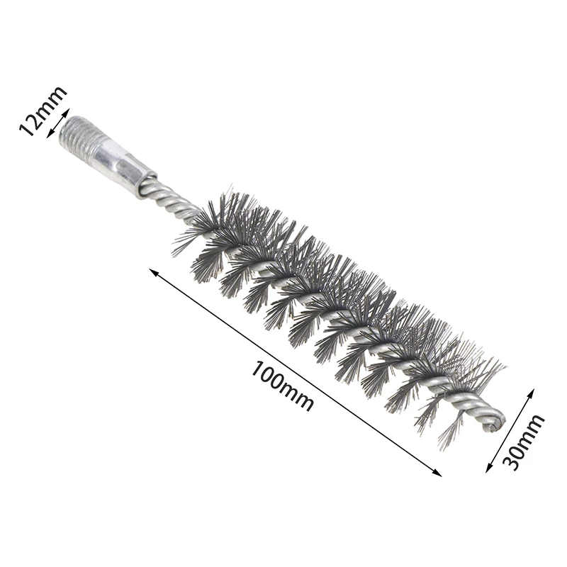 

Щетка с резьбой 10-50 мм, щетка с металлической ручкой из нержавеющей стали для чистки дымохода, щетка для чистки труб, полировки резьбы М6/М12