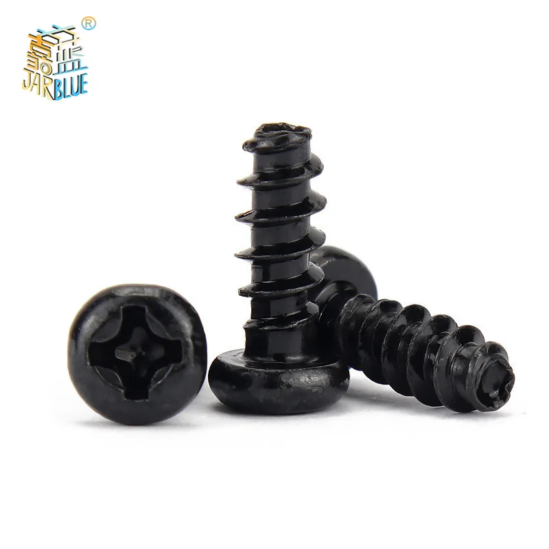 

100pcs/lot Cross Recessed Pan Head Self-tapping Screw M1 M1.2 M1.4 M1.7 M2 M2.3 M2.6 M3 M3.5 M4 M5 Black Carbon Steel Phillips