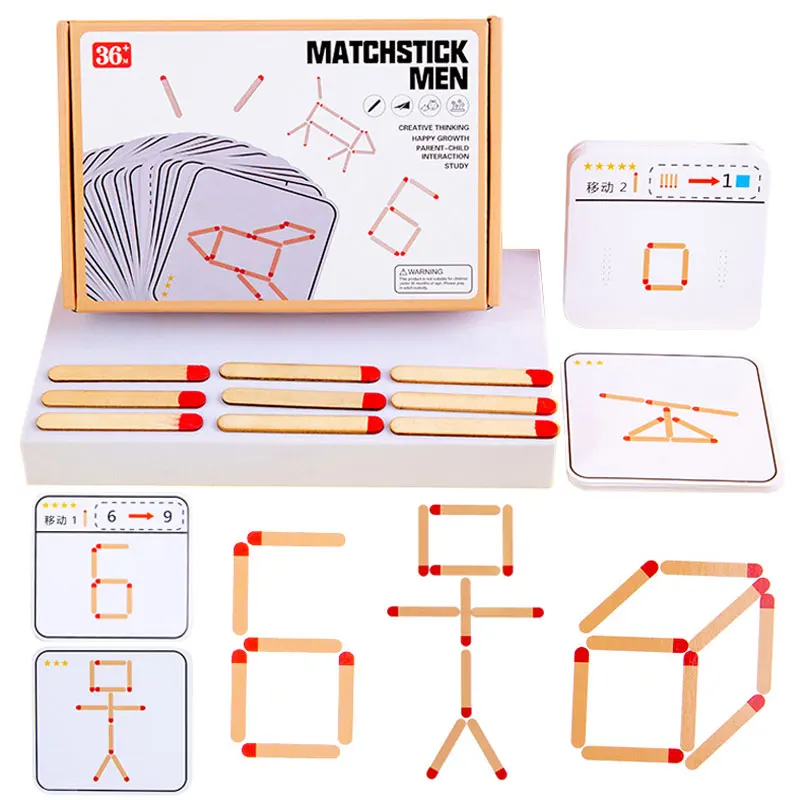 

Montessori Matches Puzzles Game Wooden Toys DIY Math Geometry Board Game Gift Logic Focus Training Educational Toys For Children