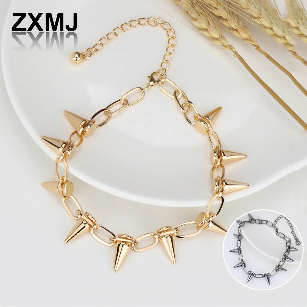 

ZXMJ Trend Retro Necklace Punk Rivet Necklaces for Women Personality Bullet Clavicle Chain Trendy Punk Women's Necklace Jewelry