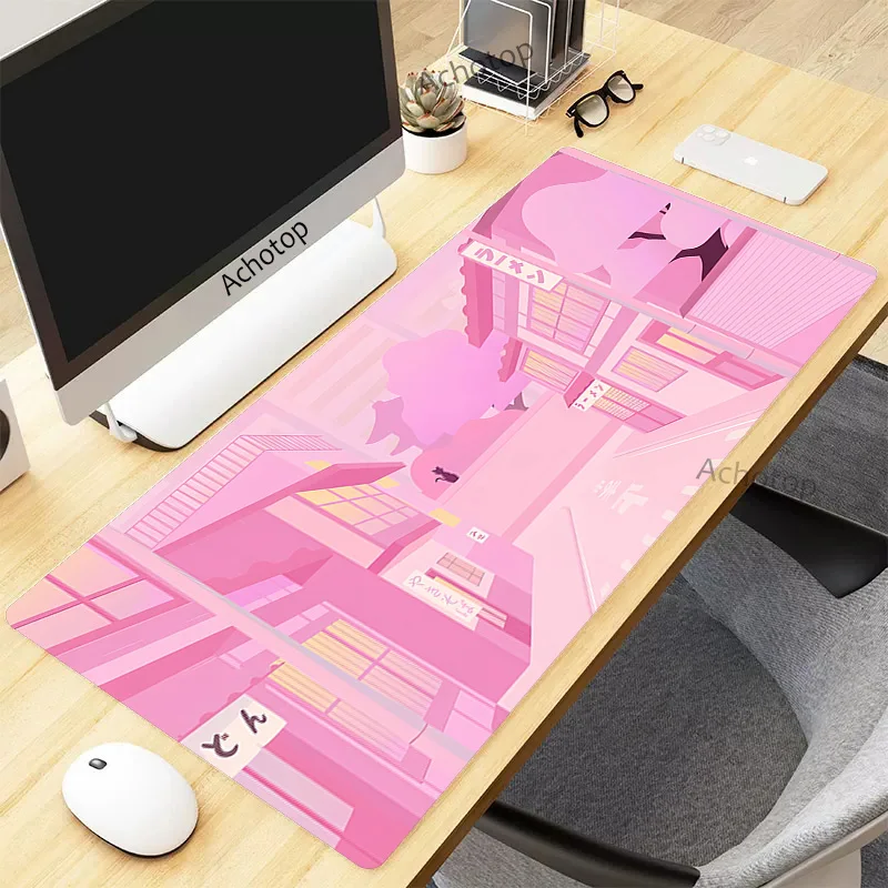 

Kawaii Cat Desk Mat Large Gaming Mousepad Xxl Cute Mouse Pad Anime Pink Street Mause Mat Gamer Deskpad Extended Desk mat 300x800