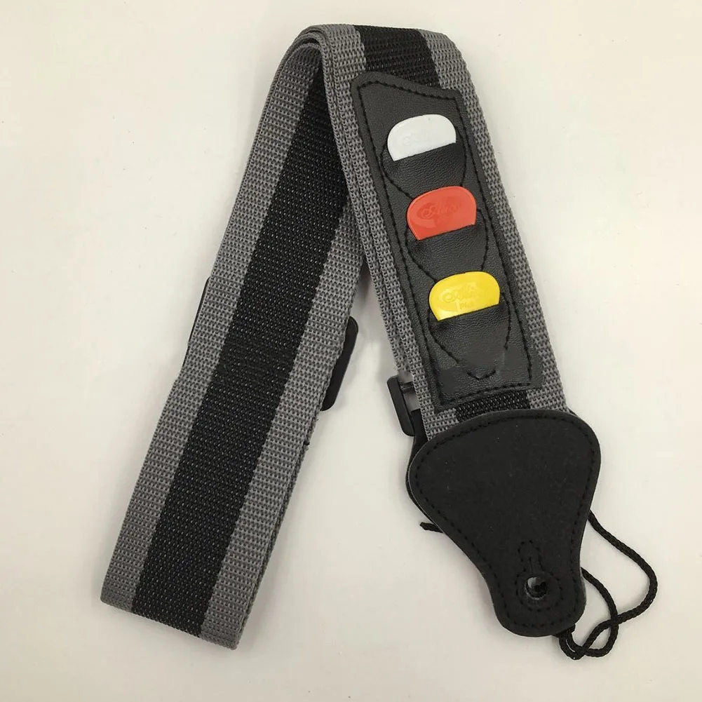 

Guitar Strap For Acoustic Electric Guitar Can Store Guitar Picks With 3 Paddles Bass String Instrument Accessories Black