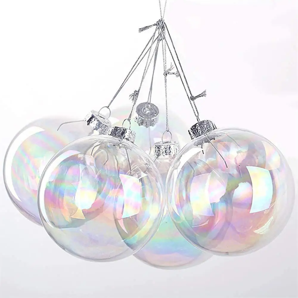

Clear Iridescent Christmas Ball Ornaments Plastic Fillable Ornament Ball For Wedding Gift Present Party Home Decoration