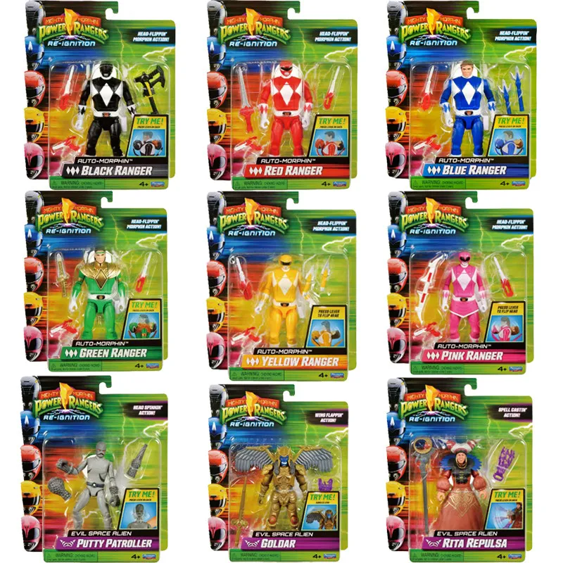 Фото Игровые фигурки Power Rangers Auto Morphin: красные, черные, синие, зеленые, розовые рейнджеры, Рита Репулса для детей и коллекционеров №2