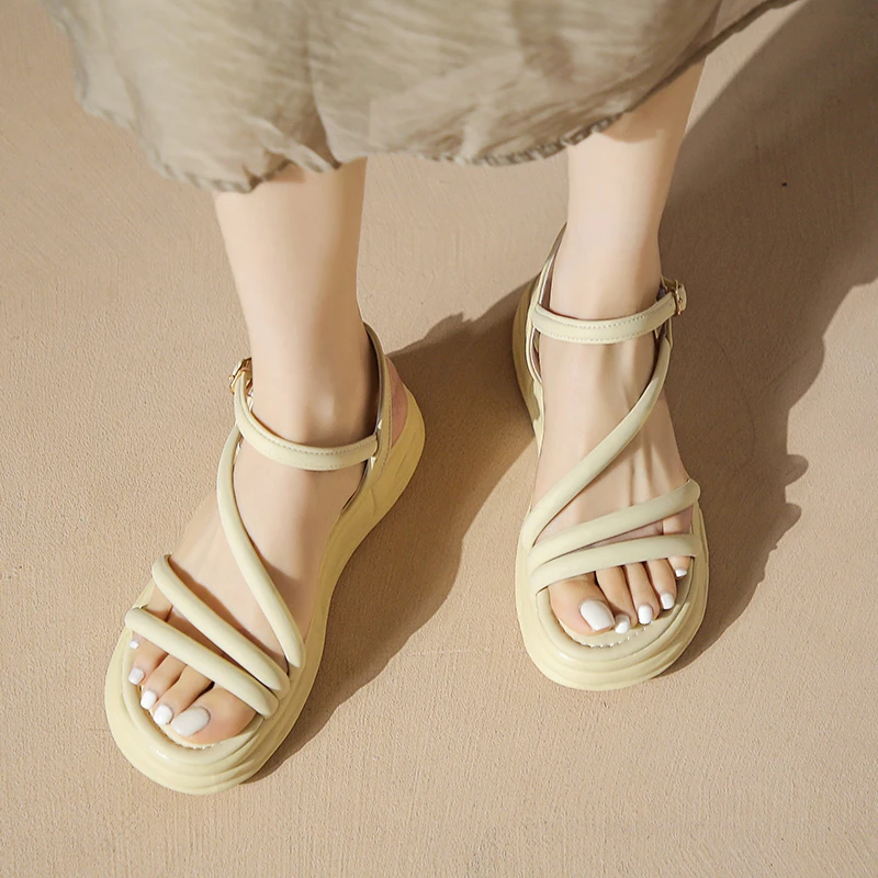 

Сандалии женские на толстой подошве, уличные повседневные босоножки с ремешком с пряжкой, нескользящая удобная мягкая подошва, лето 2023