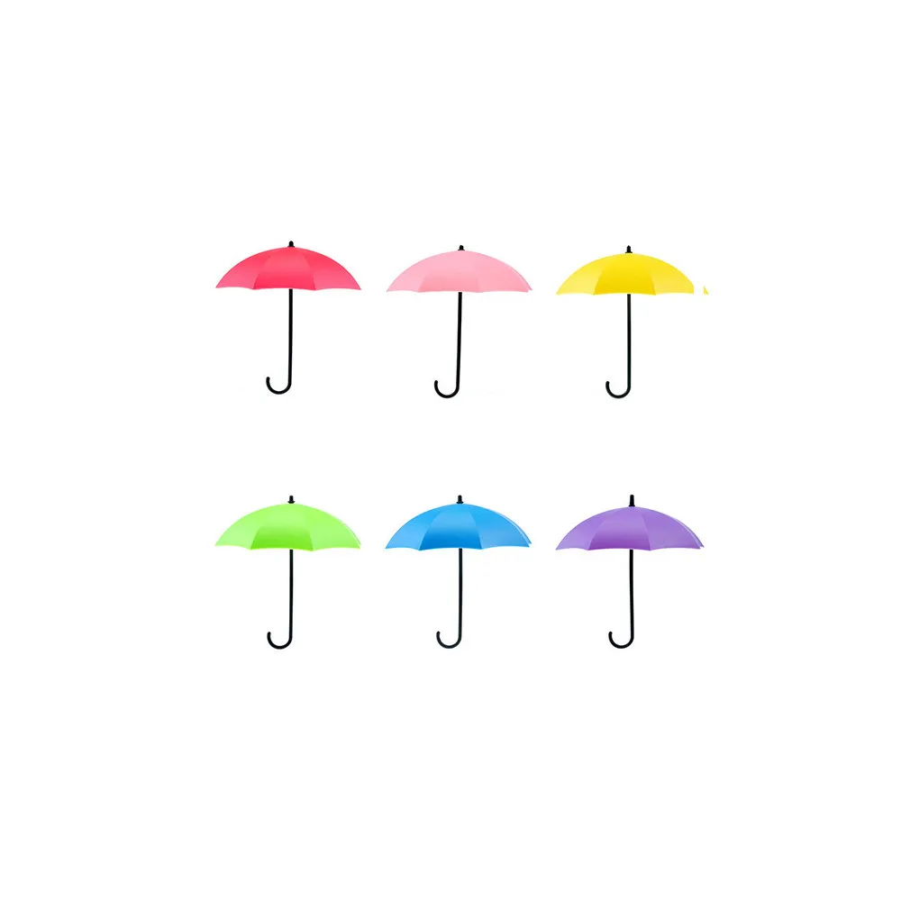 

Fashion 6Pcs Colorful Umbrella Wall Hook Key Hair Pin Holder Organizer Decorative Organizer Umbrella Shaped Holder Organizer