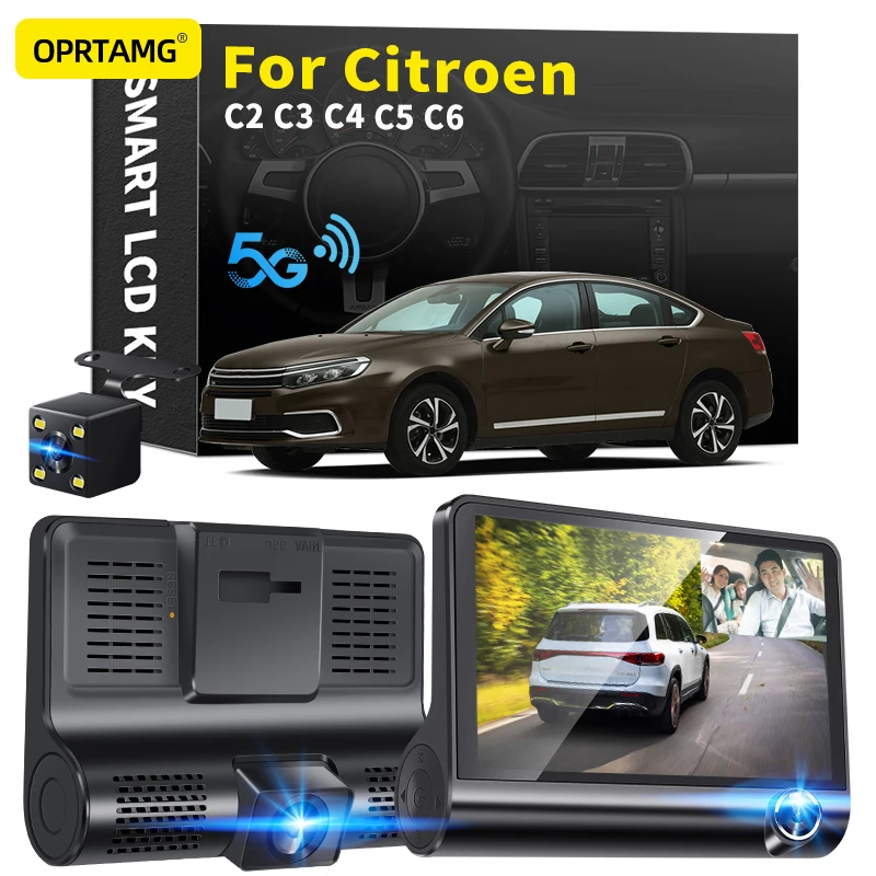 

OPRTAMG Dash Cam Car DVR 3 Cameras Lens 4.0 Inch 1080P dashcam For Citroen C2 C3 C4 C5 C6 1994 1995-2018 2019 2020 2021 2022