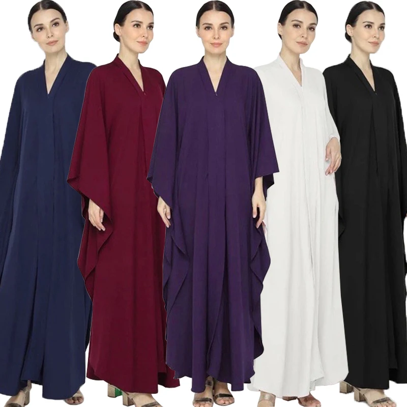 

2023 Muslim Abaya Women Loose Batwing Sleeve Maxi Dress Moroccan Kaftan Dubai Turkey Abayas Eid Mubarak Ramadan Caftan Gown Gown