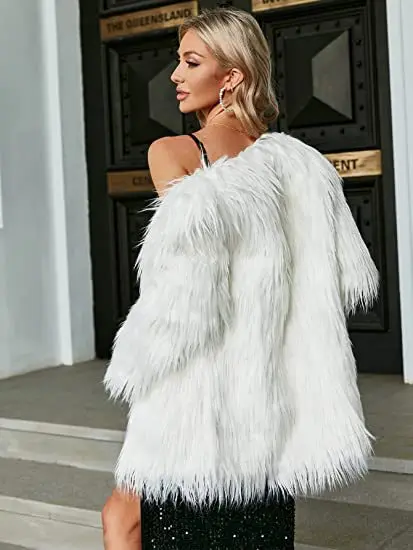 2022 Autumn and Winter New Fur Coat Mid-length V-neck Top Women's Large Size 4XL Long-haired Coat Imitation Fur Coat Jacket