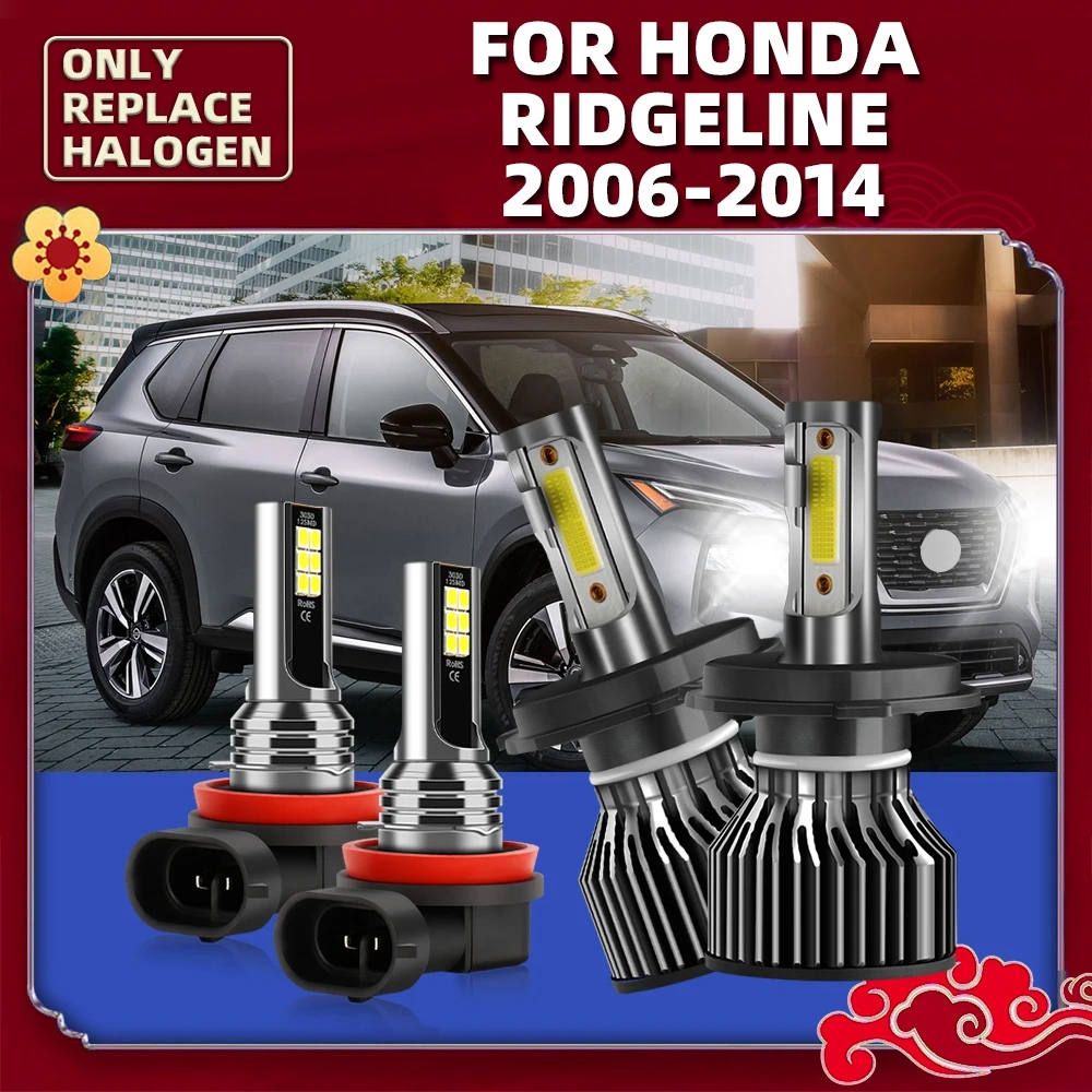 

LED Headlights Bulb 12V Auto Luces 6000K For Honda Ridgeline 2014 2013 2012 2011 2010 2009 2008 2007 2006 Replace Fog Headlamps