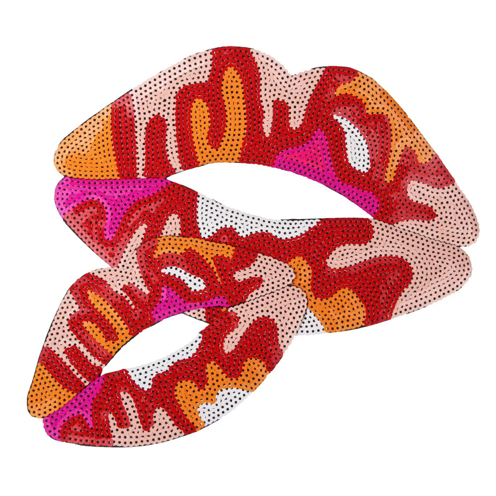 

Cartoon Large Sequin Patches Lips Mouth Embroidery Supplies Badges DIY Clothing Accessories Decorative Applique Cloth Stickers