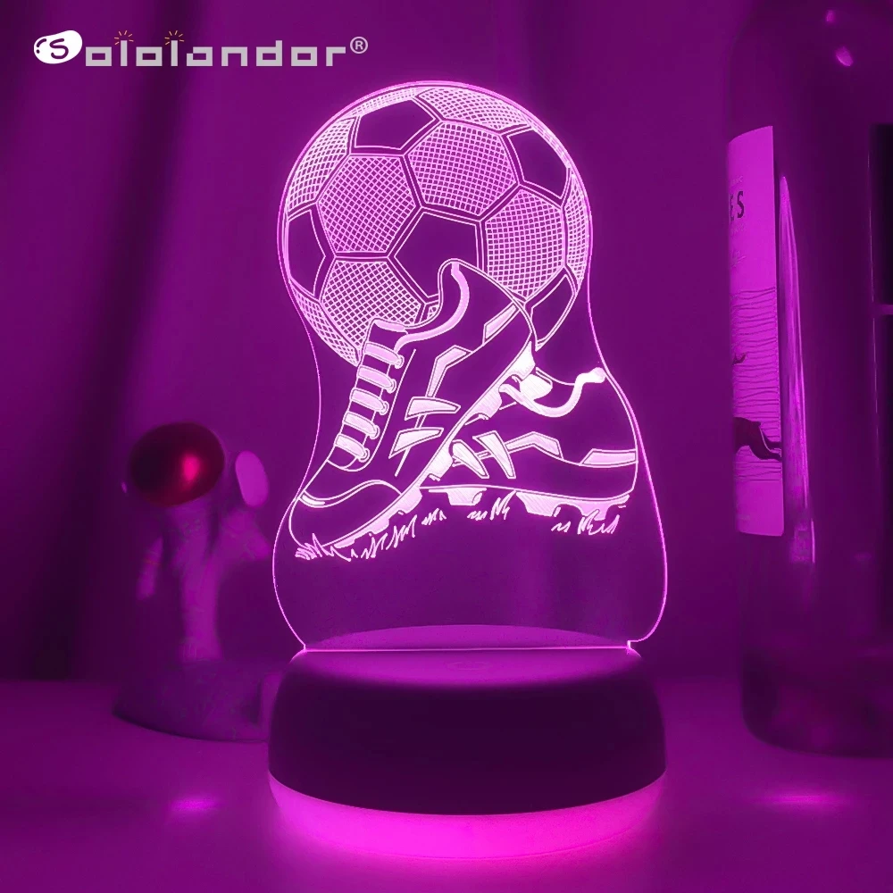 

3d Illusion Kids Night Light Football 7 Colors Changing Nightlight for Child Bedroom Atmosphere Soccer Room USB Desk Lamp Gifts