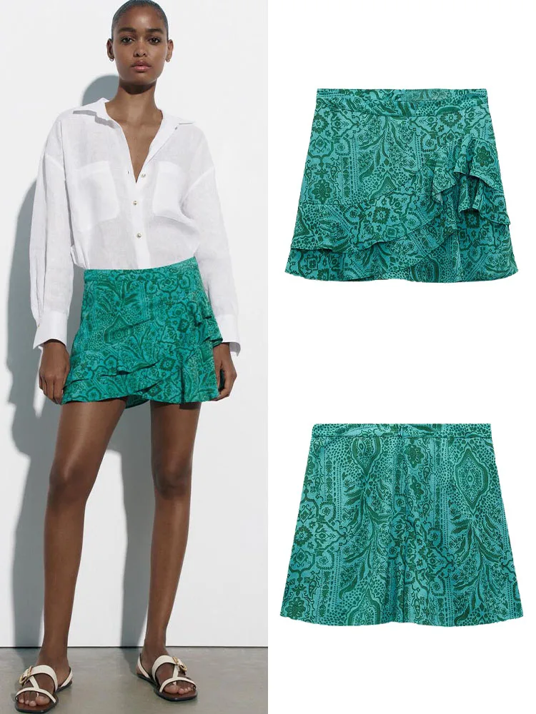

2023 summer new women's clothing fashion fresh temperament sexy slim high waist layered decorative culottes mini skirt