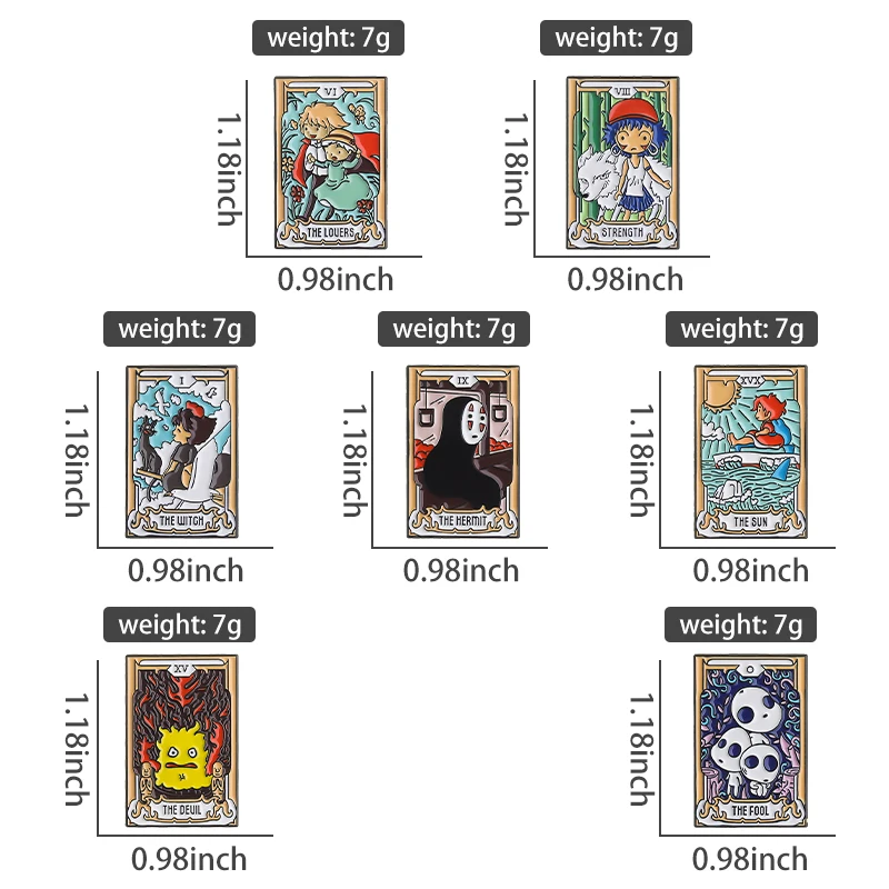 Novelty Tarot Enamel Pins Japanese Anime Noface Metal Lapel Badge Cartoon Brooches Jewelry Accessory Gifts for Fans Kids