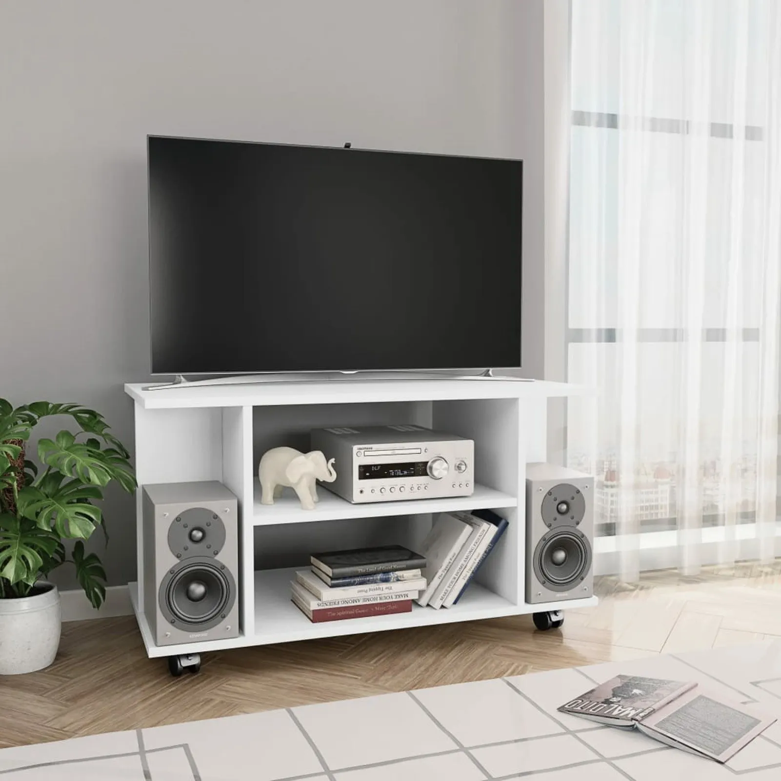 

TV Cabinet with Castors White 31.5"x15.7"x15.7" Chipboard