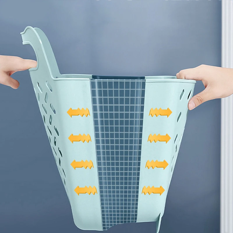 Household Bathroom Laundry Basket Folding Dirty Clothes Storage Wall Hanging Large Portable Punch-Free Put Bucket |