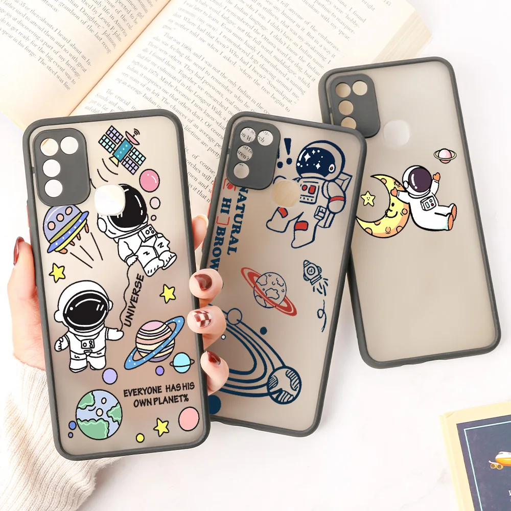 cartoon astronaut case for infinix note 10 pro case infinix note10 pro hot 8 11s 9 play 10 lite smart 5 4 plus hard matte covers free global shipping