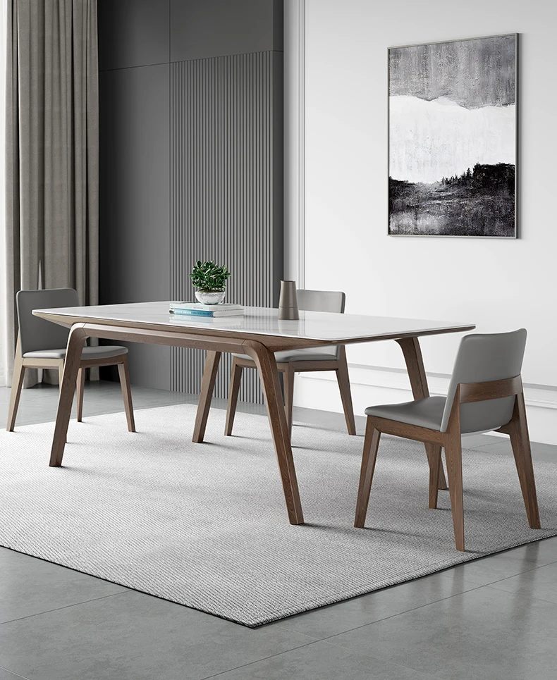 

Современный простой импортный прямоугольный стол и стул из массива дерева