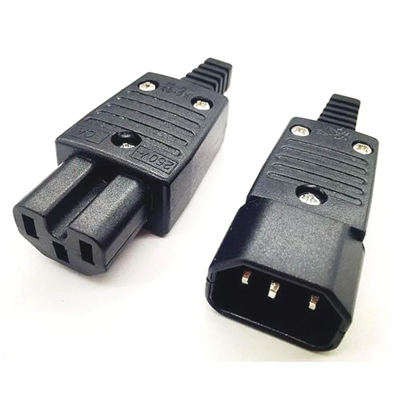 

Black Copper 10A 250V IEC320-C13 C14 C15 UPS/PDU Rewirable Cable wiring plug male female AC power socket plug