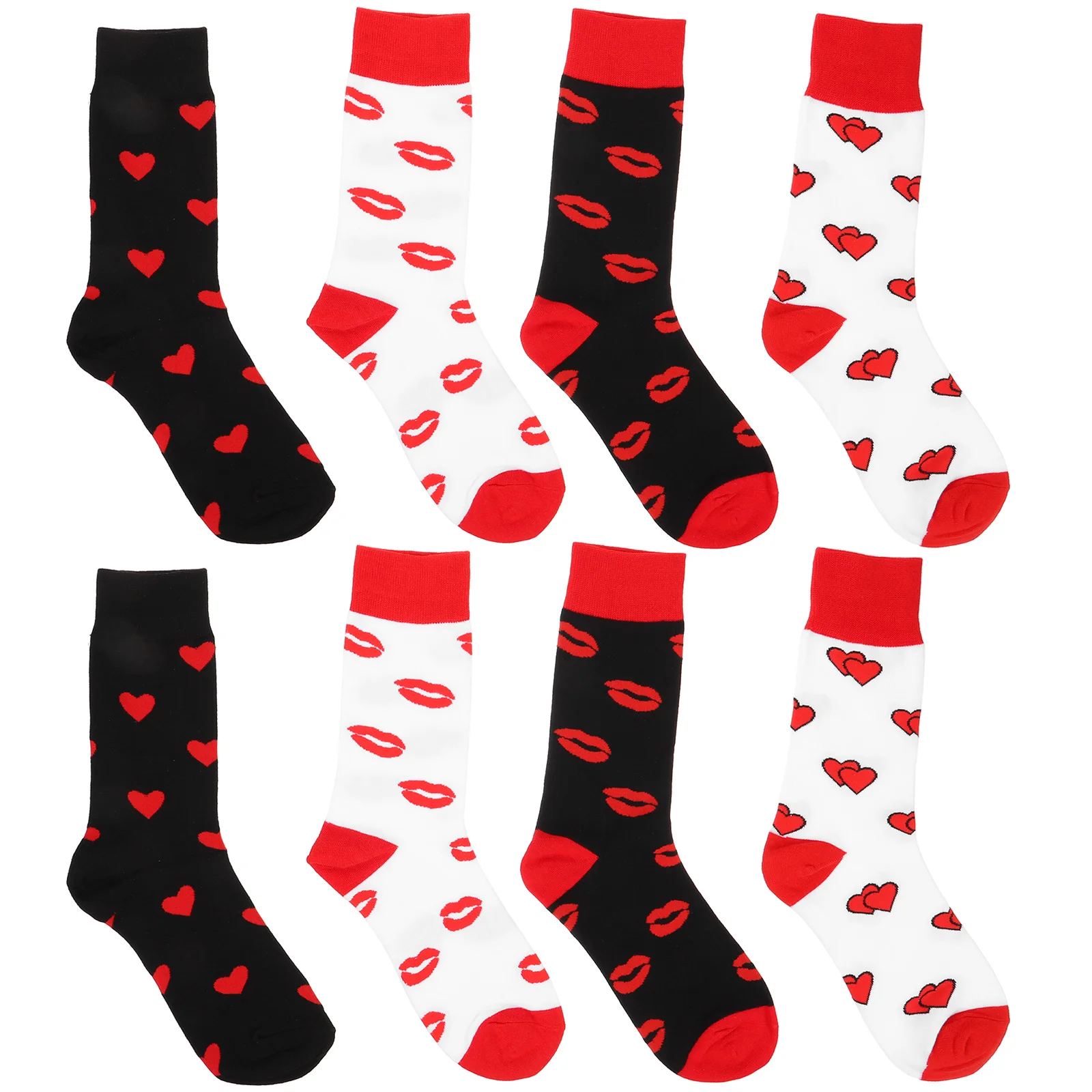 

4 Pairs Couple Models Valentine's Day Socks Men Women The Gift Cotton Middle Calf
