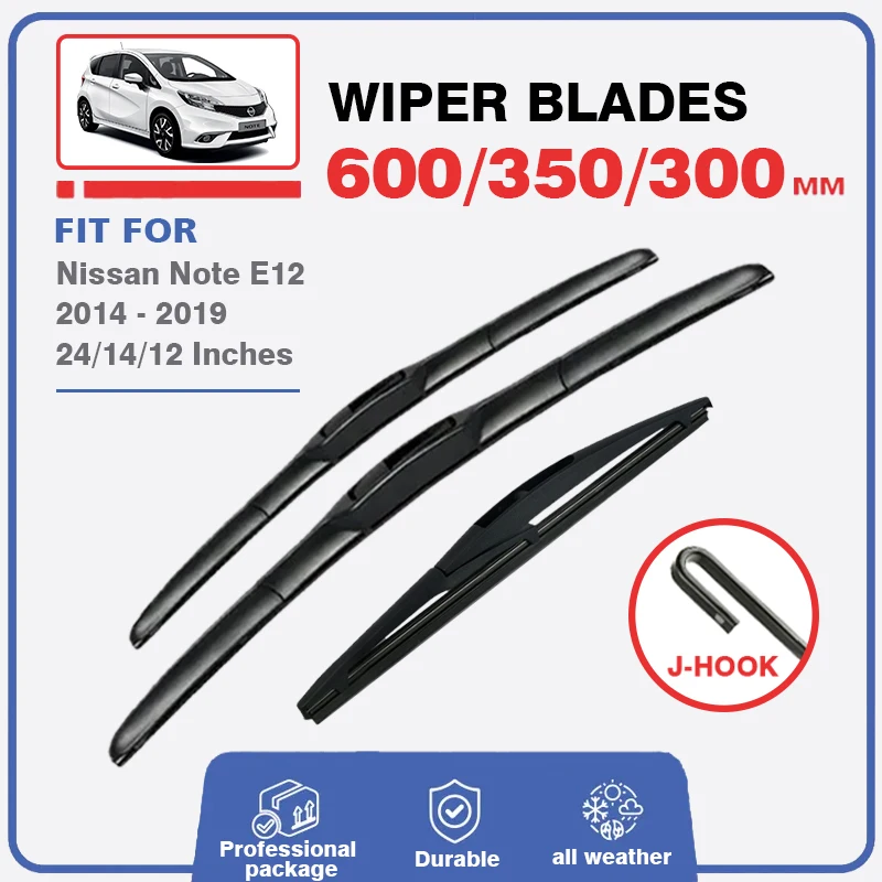 

Wiper Blades Set For Nissan Note E12 MK2 2014 - 2019 Front Windshield Windscreen Rear Window 24"14"12" Brushes Washer 2014 2015