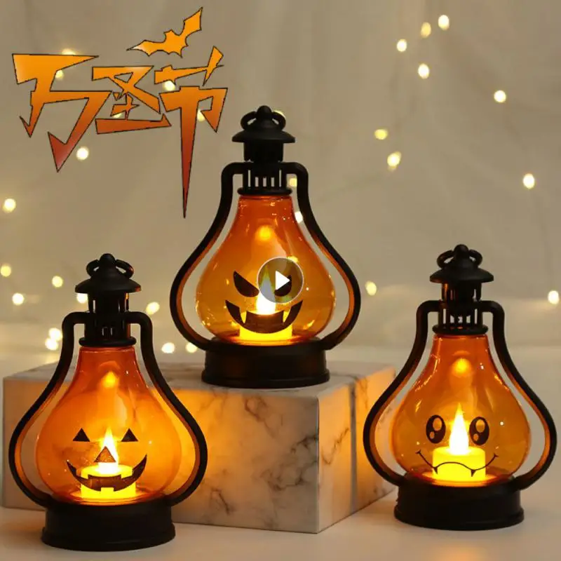 

Halloween Oil Lamp Creative Pumpkin Skull LED Portable Pumpkin Skull Pony Lantern Bar Party Atmosphere Prop Home Decors Lights