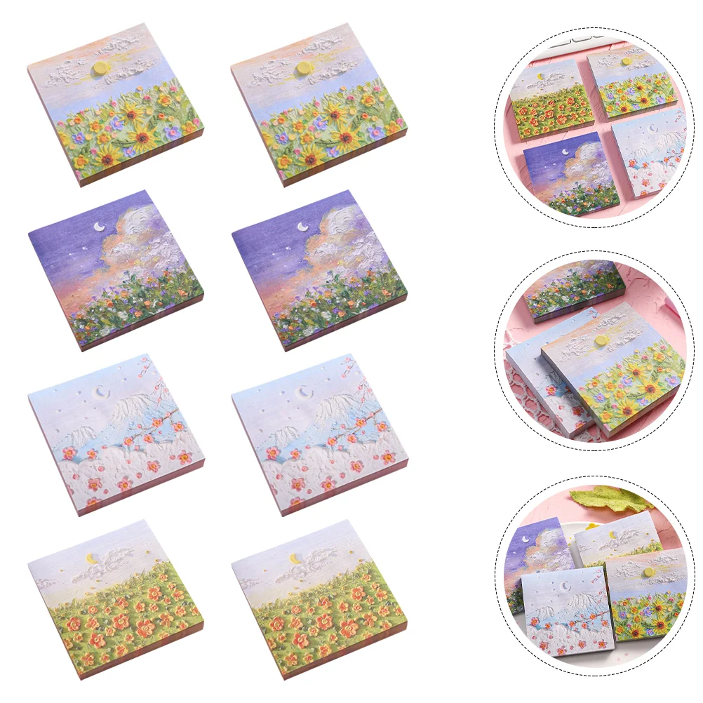 

Notes Memo Portable Notepads Sticky Message Posted Paper Note Painting Oil Page Office Stationery Student Pads Notepad Flags