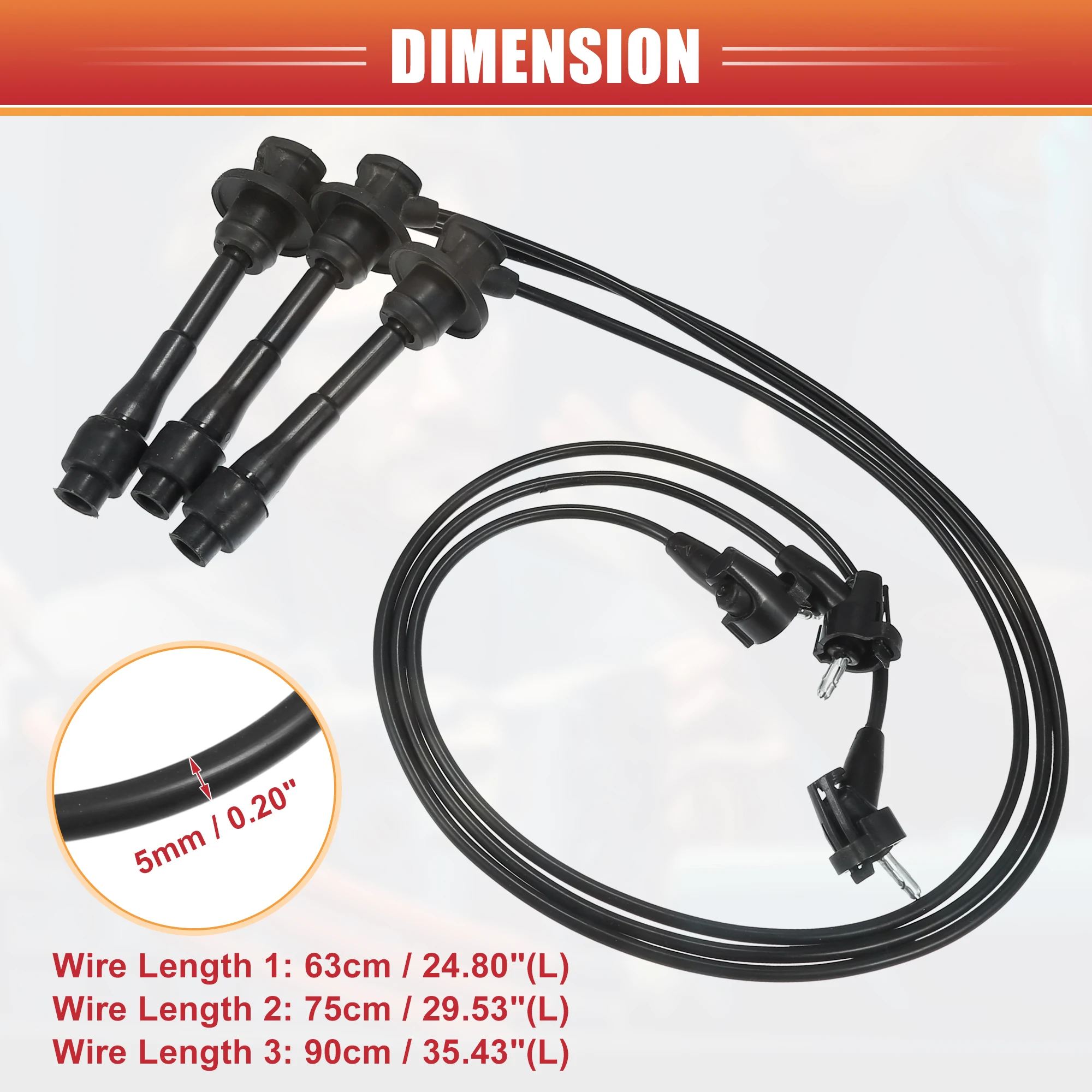 UXCELL 3 шт. автомобильные провода катушки свечи зажигания жгут проводов 5 мм