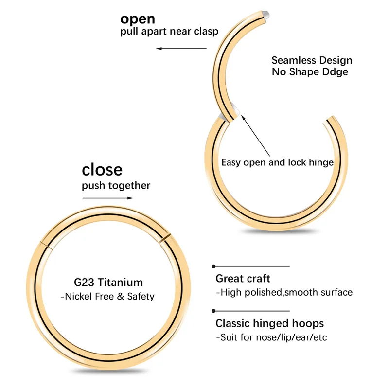 Серьга из титана G23 для пирсинга носа и губ пирсинг кольцо уха хряща козелка