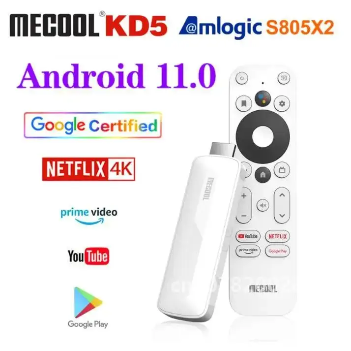 Full HD 4K Android 11 TV Stick Mecool KD5 1 ГБ 8 Amlogic S805X2 Smart Box Двойной Wi-Fi Четырехъядерный Bluetooth