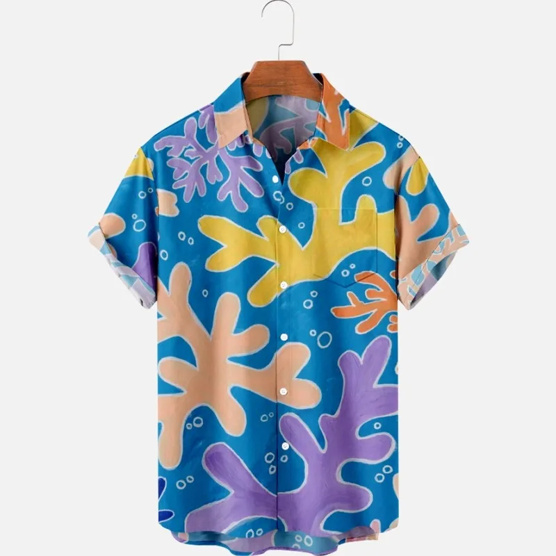 

2022 Man Summer Dresses Pattern Fashion Mens Shirt Plus Size 3D Printed Short Sleeve Shirt