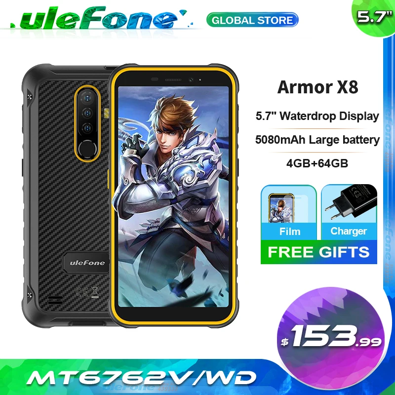 Смартфон Ulefone Armor X8 4 + 64 ГБ 5 7 дюйма ip68 NFC 4G LTE |