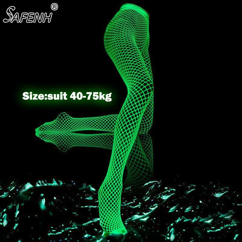 

Women Noctilucence Hot Hollow Out Fishnet Stockings Stylish Party Club Mesh Pantyhose Fashion Luminous Nylon Tights 1pcs