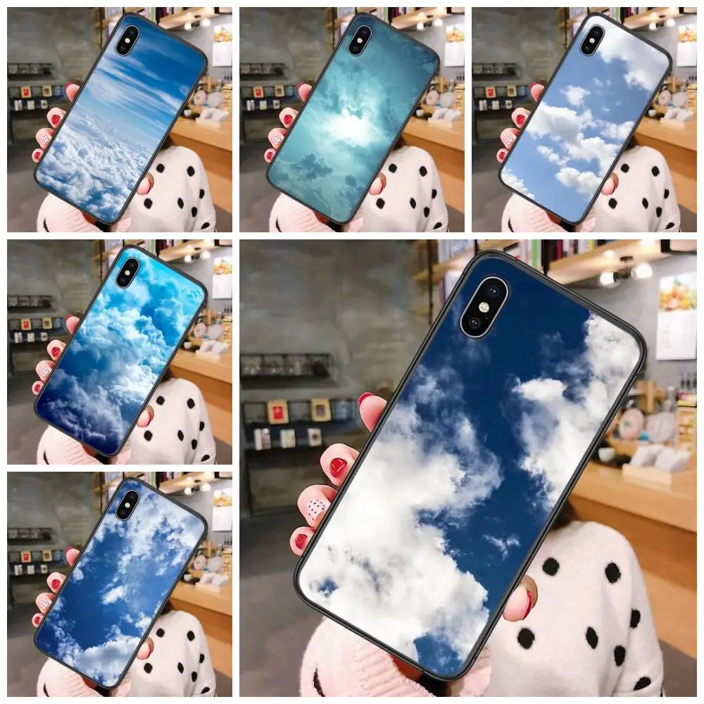 

For Kid Mobile Phone Cover Bags Clouds On Blue Sky For Galaxy M02 M02S M10 M10S M11 M12 M20 M20S M21 M21S M30S M31 M51 M52 M60S