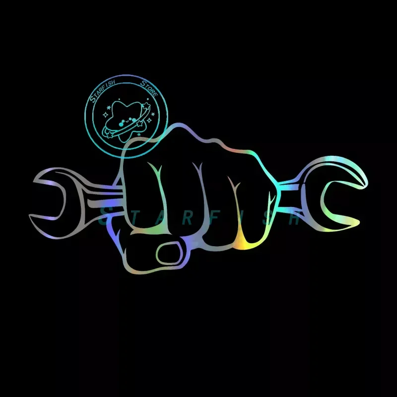 

Car Sticker Holding A Wrench 3D Sticker on Car Funny Reflective Stickers Decals Waterproof and Sunscreen Carving Process