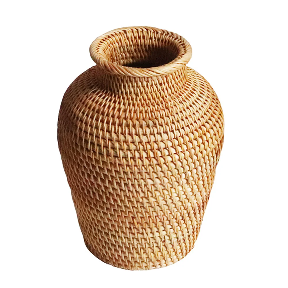 

Pots House Plants Rattan Vase Decorative Woven Flower Stand Unique Flowers Holder Home Desktop Dry Container For decoration