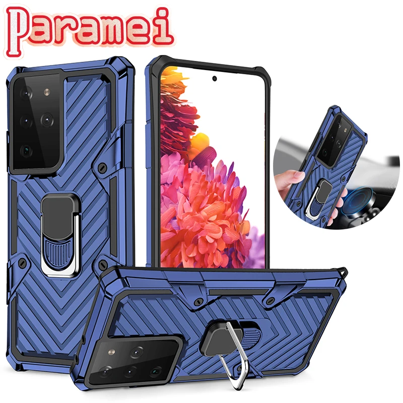 

Shockproof Armor Phone Case For Samsung S10Lite S20 S20FE Car Holder with Ring Protection Cover For Galaxy S21 S21Ultra S30Plus