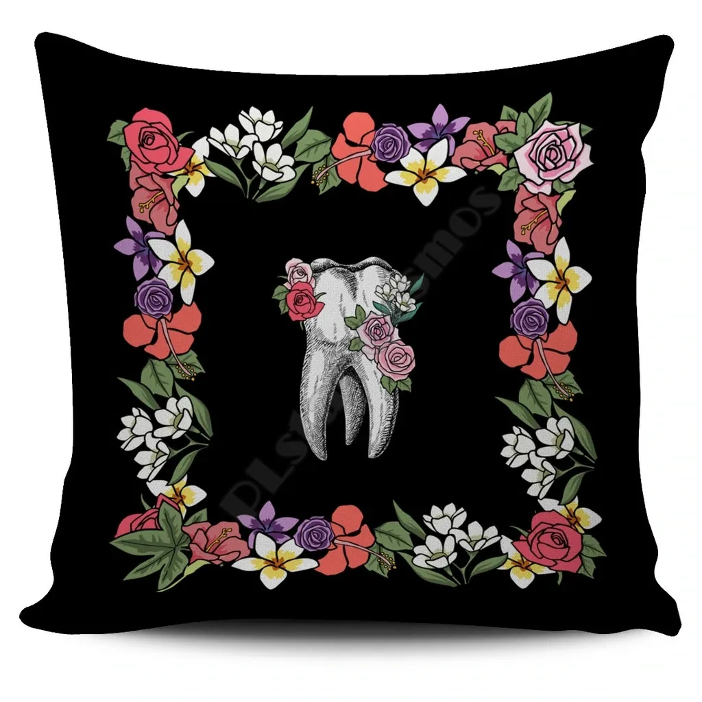 

Floral Anatomy Tooth Pillow Cover 3D All Over Printed Pillowcases Throw Pillow Cover Home Decoration 6 Style