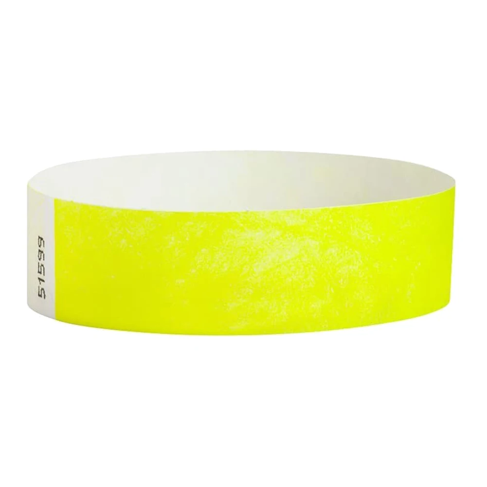

500 Pcs Paper Wristbands Neon Event Wristbands Colored Wristbands Waterproof Paper Club Arm Bands (Yellow)