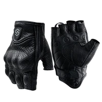motorcycle gloves faux leather black knuckle protection half finger gloves adjustable touch screen motorbike cycling gloves