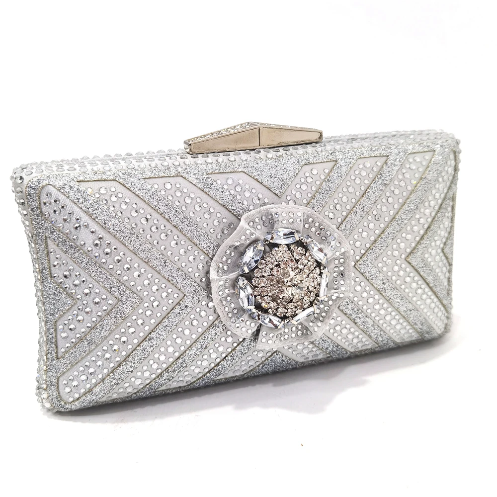 Venus Chan Lastest Noble and Elegangt Fashionable Special Style Ladies Shoes and Bag Set in Silver Color for Party and Wedding