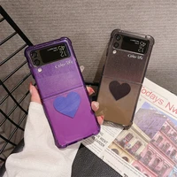 heart purple black phone case for samsung galaxy z flip 3 soft tpu back cover for zflip3 case protective shell