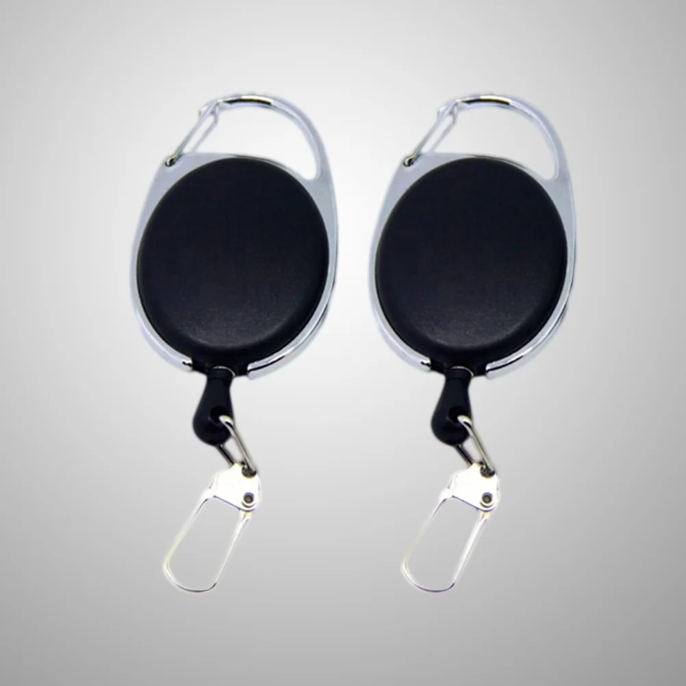 

2 Pcs Key Chain Heavy Duty Anti-lost Holders High Elasticity Retractable Keychain Badge Reel Keychains Steel Cable Ring
