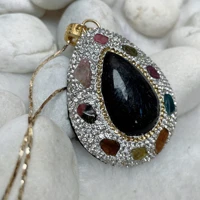 european and american style peter stone tourmaline rhinestone pendant ladies personality elegant simple necklace jewelry